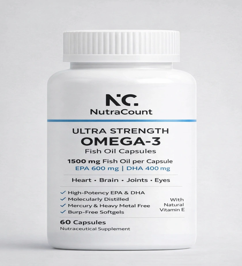 NutraCount Ultra Strength Omega-3 Fish Oil Capsules